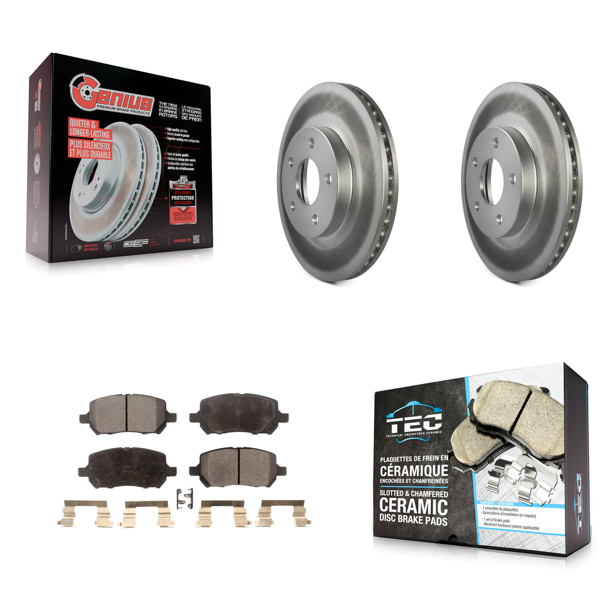 Front Coated Disc Brake Rotors And Ceramic Pads Kit For Chevrolet Cobalt Pontiac G5 KGT-100047