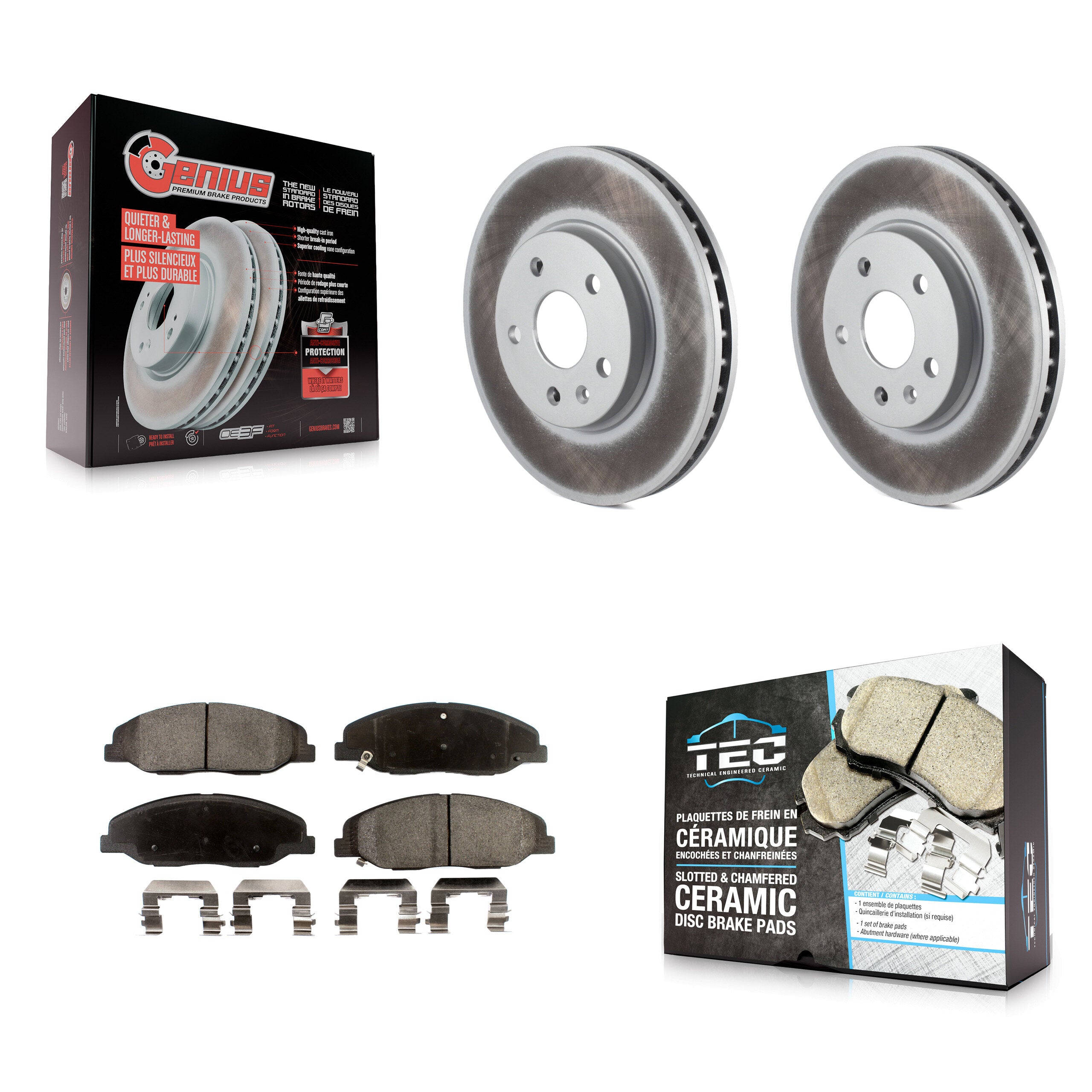 Front Coated Disc Brake Rotors And Ceramic Pads Kit For Cadillac CTS KGT-100051