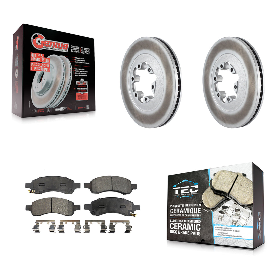 Front Coated Disc Brake Rotors And Ceramic Pads Kit For Chevrolet Colorado GMC Canyon KGT-100053