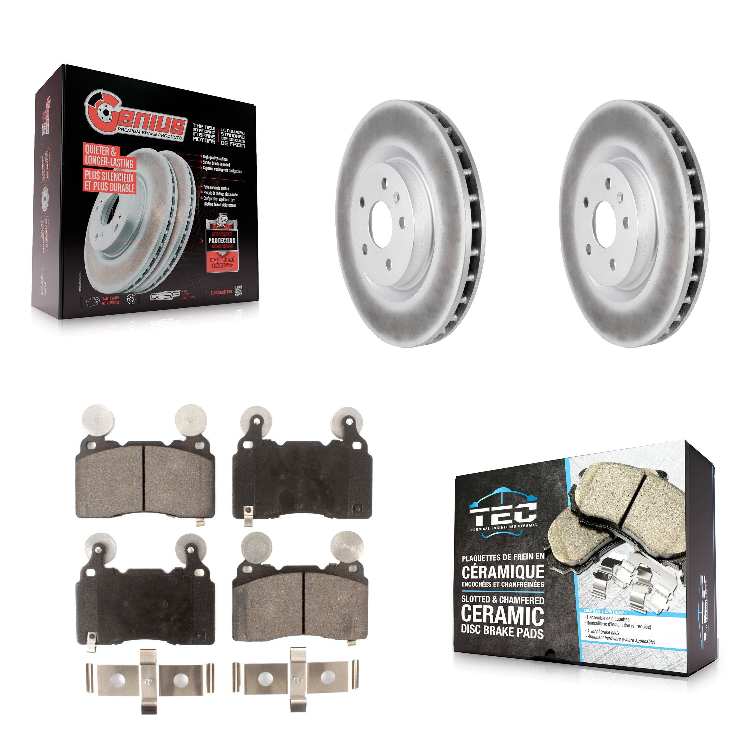 Front Coated Disc Brake Rotors And Ceramic Pads Kit For Chevrolet Camaro SS KGT-100058