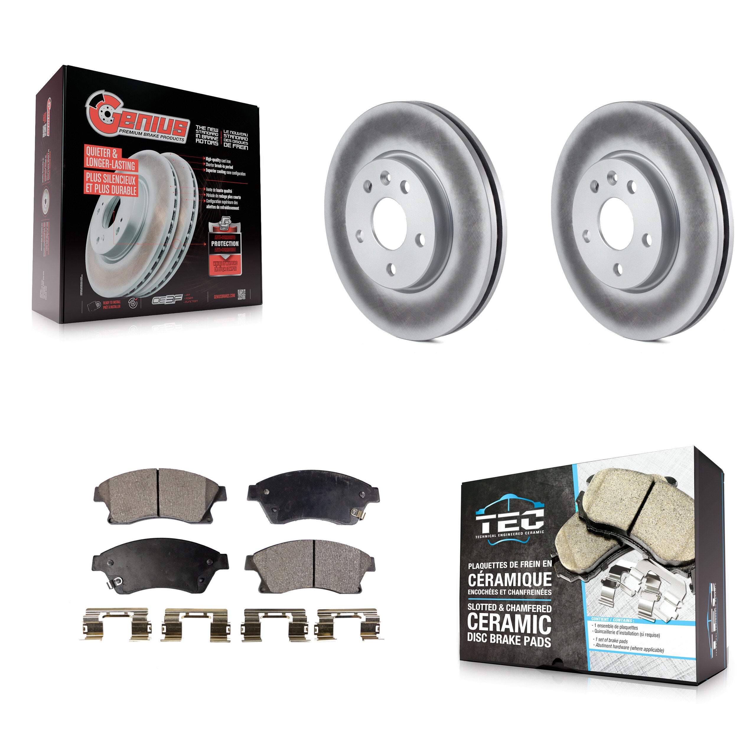 Front Coated Disc Brake Rotors And Ceramic Pads Kit For Chevrolet Cruze Sonic Limited KGT-100060