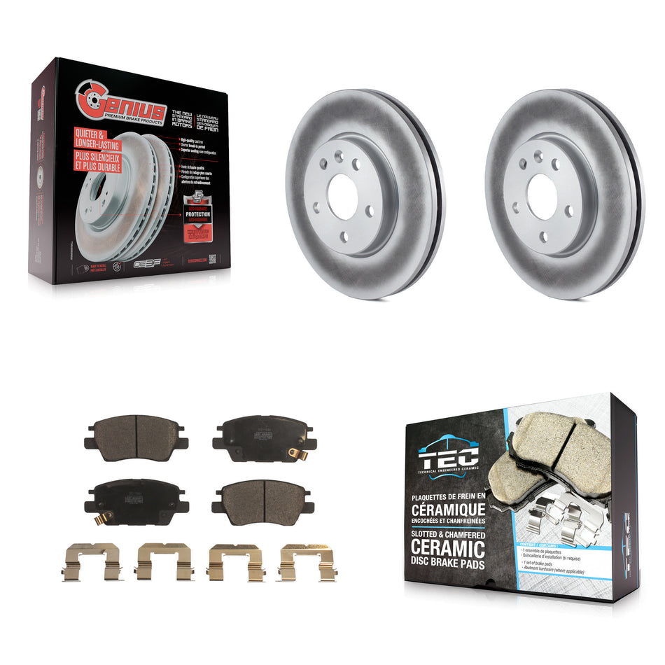 Front Coated Disc Brake Rotors And Ceramic Pads Kit For Chevrolet Cruze Bolt EV EUV Volt KGT-100061