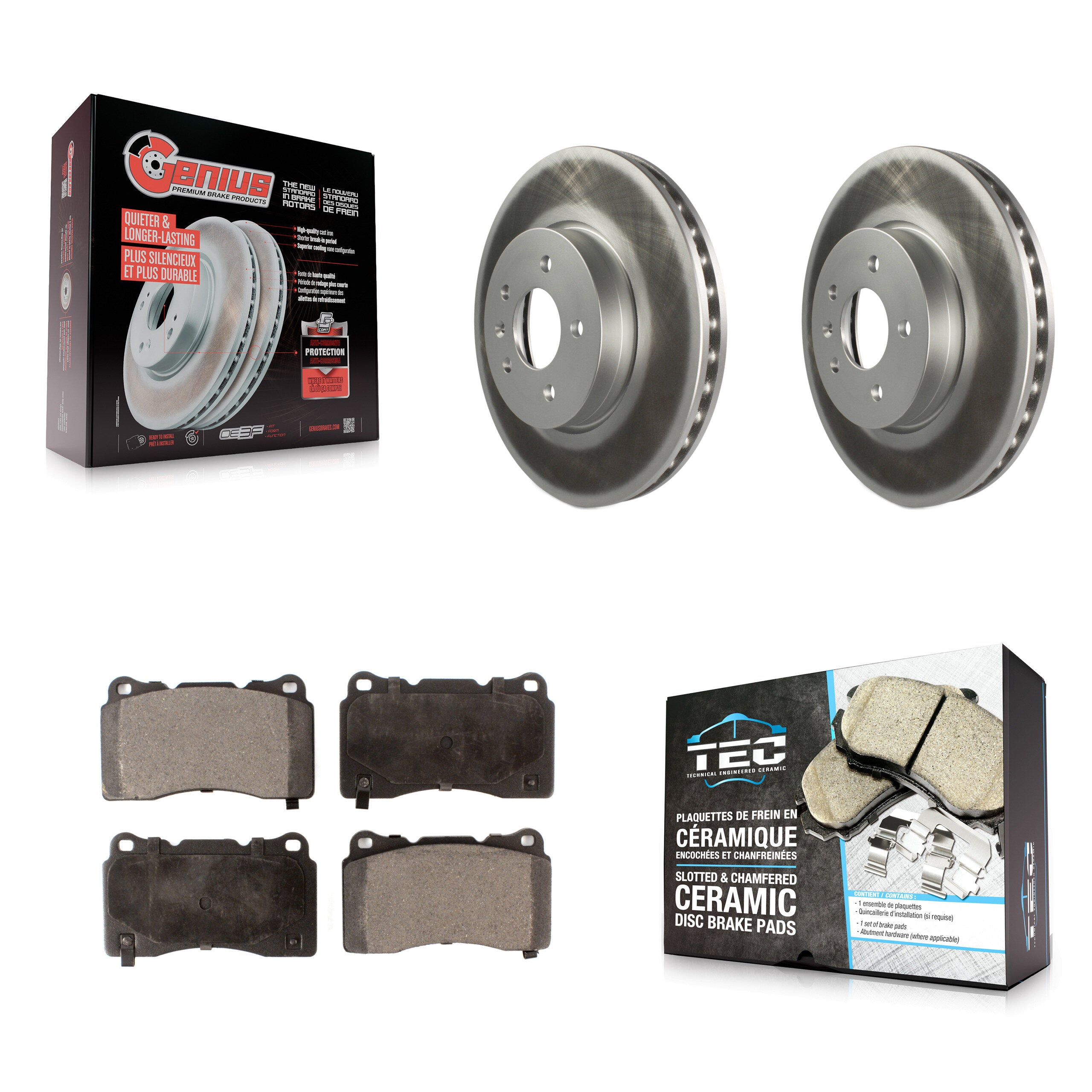 Front Coated Disc Brake Rotors And Ceramic Pads Kit For Cadillac ATS KGT-100070