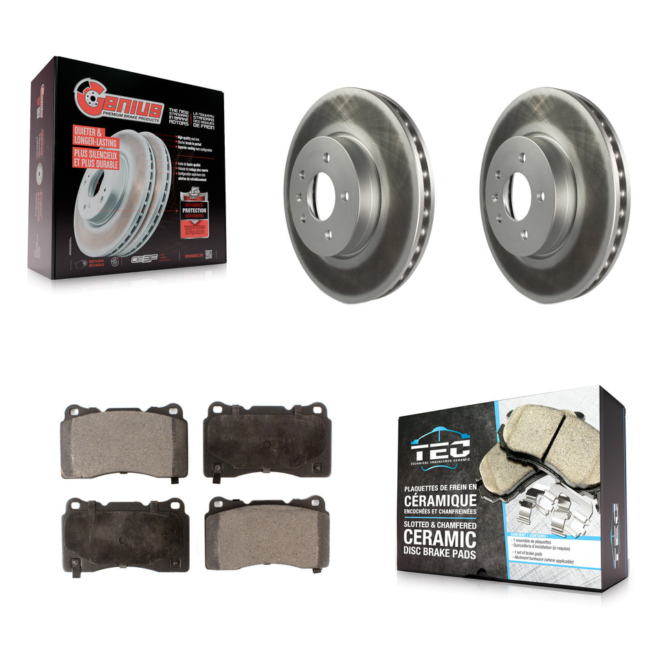 Front Coated Disc Brake Rotors And Ceramic Pads Kit For Cadillac ATS KGT-100070