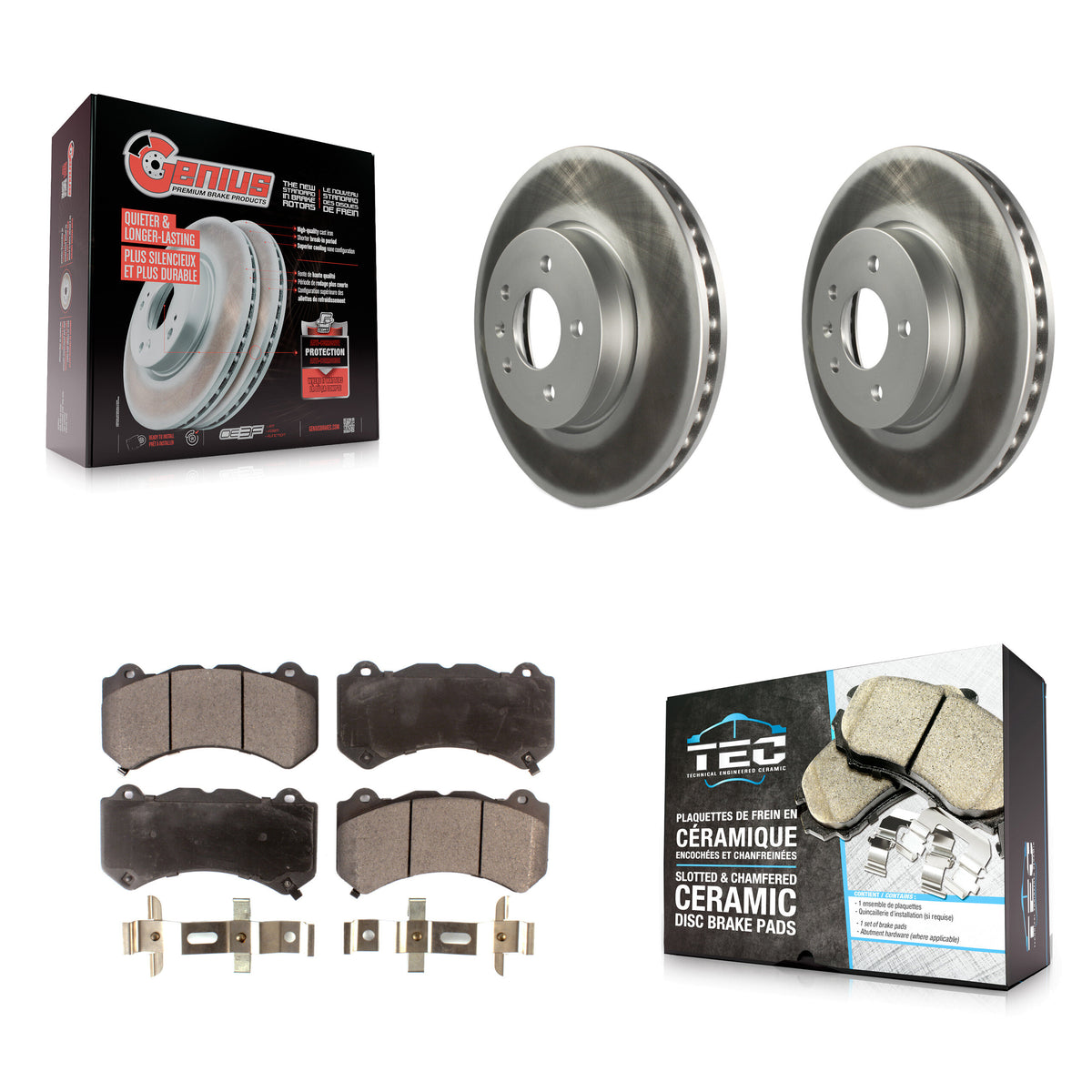 Front Coated Disc Brake Rotors And Ceramic Pads Kit For Cadillac ATS V KGT-100071