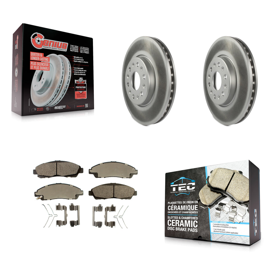 Front Coated Brake Rotor & Ceramic Pad Kit For Chevrolet Traverse GMC Acadia Blazer Buick KGT-100072