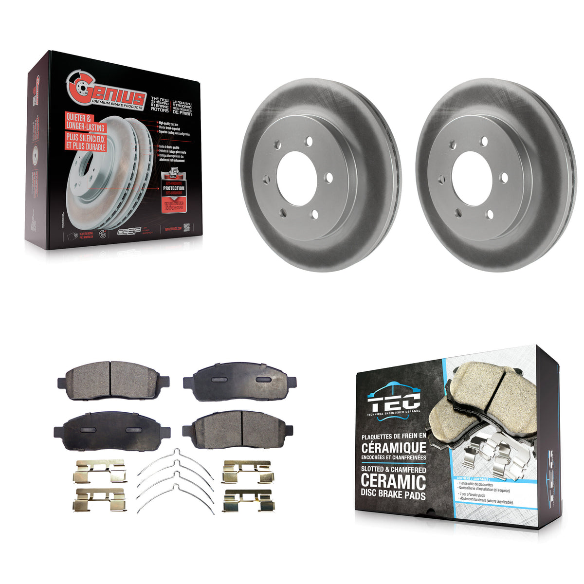 Front Coated Disc Brake Rotors And Ceramic Pads Kit For Ford F-150 Lincoln Mark LT 4WD KGT-100092