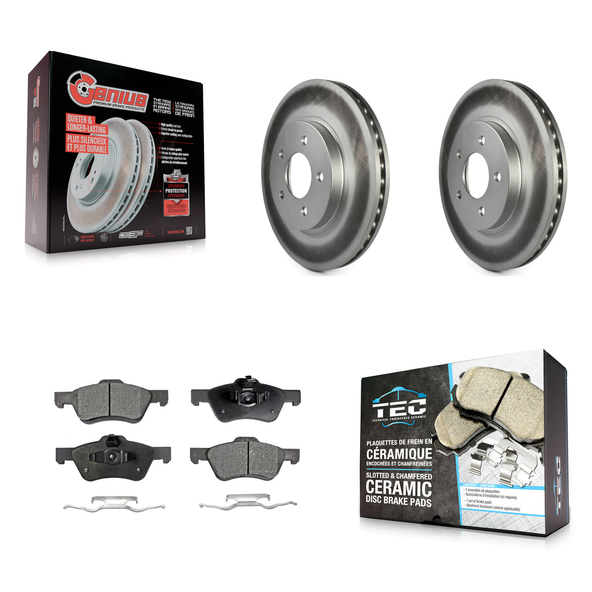 Front Coat Disc Brake Rotor Ceramic Pad Kit For Ford Escape Mazda Tribute Mercury Mariner KGT-100095
