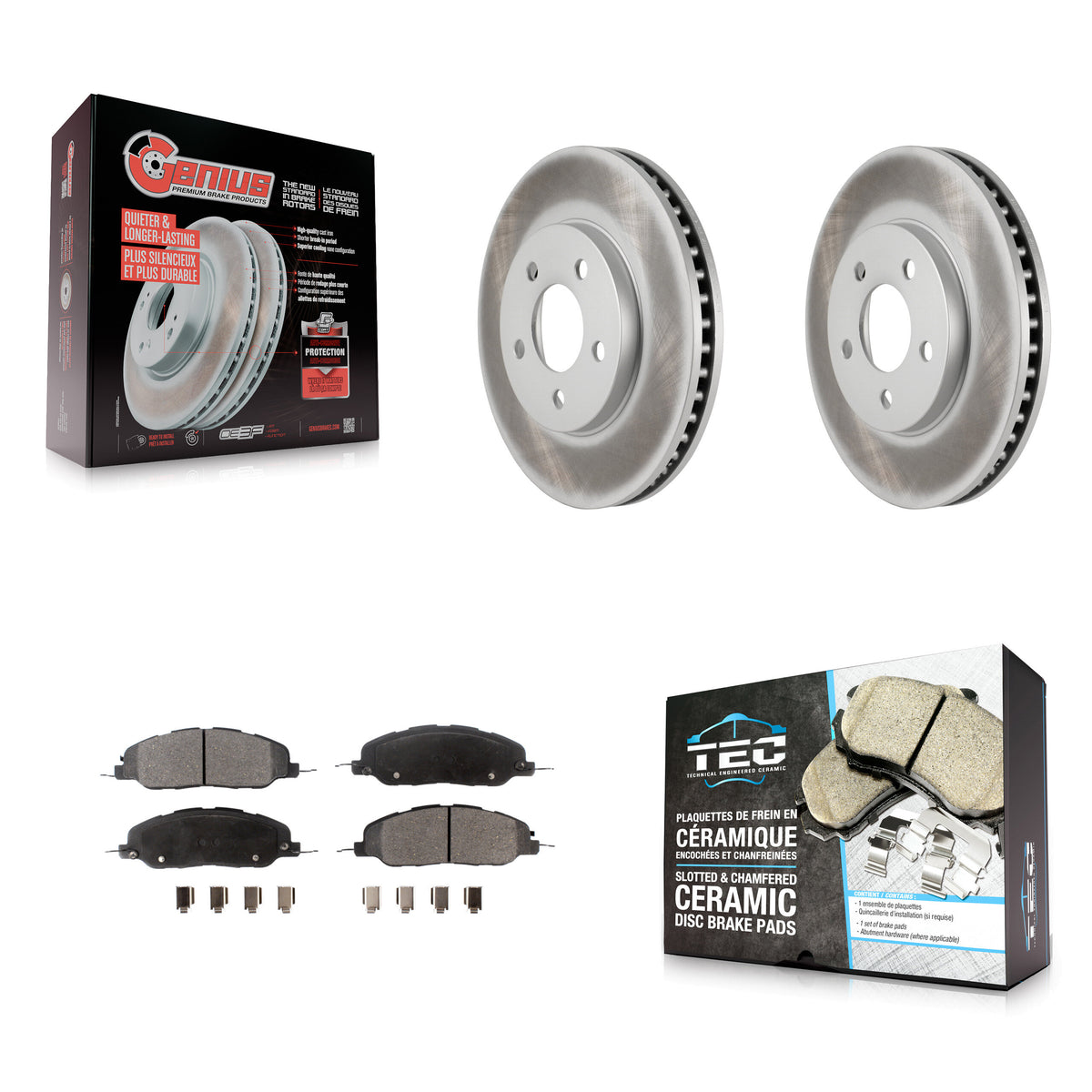 Front Coated Disc Brake Rotors And Ceramic Pads Kit For 2005-2010 Ford Mustang Base KGT-100103