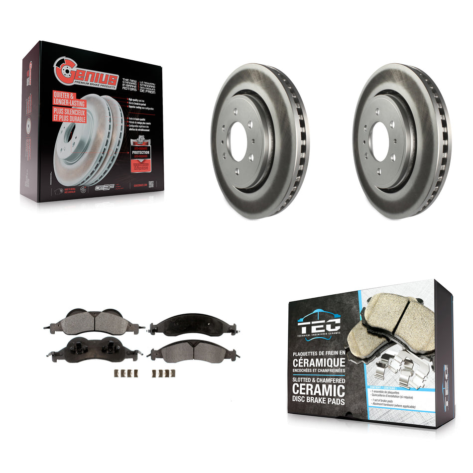 Front Coated Brake Rotors Ceramic Pad Kit For 2007-2009 Ford Expedition Lincoln Navigator KGT-100109