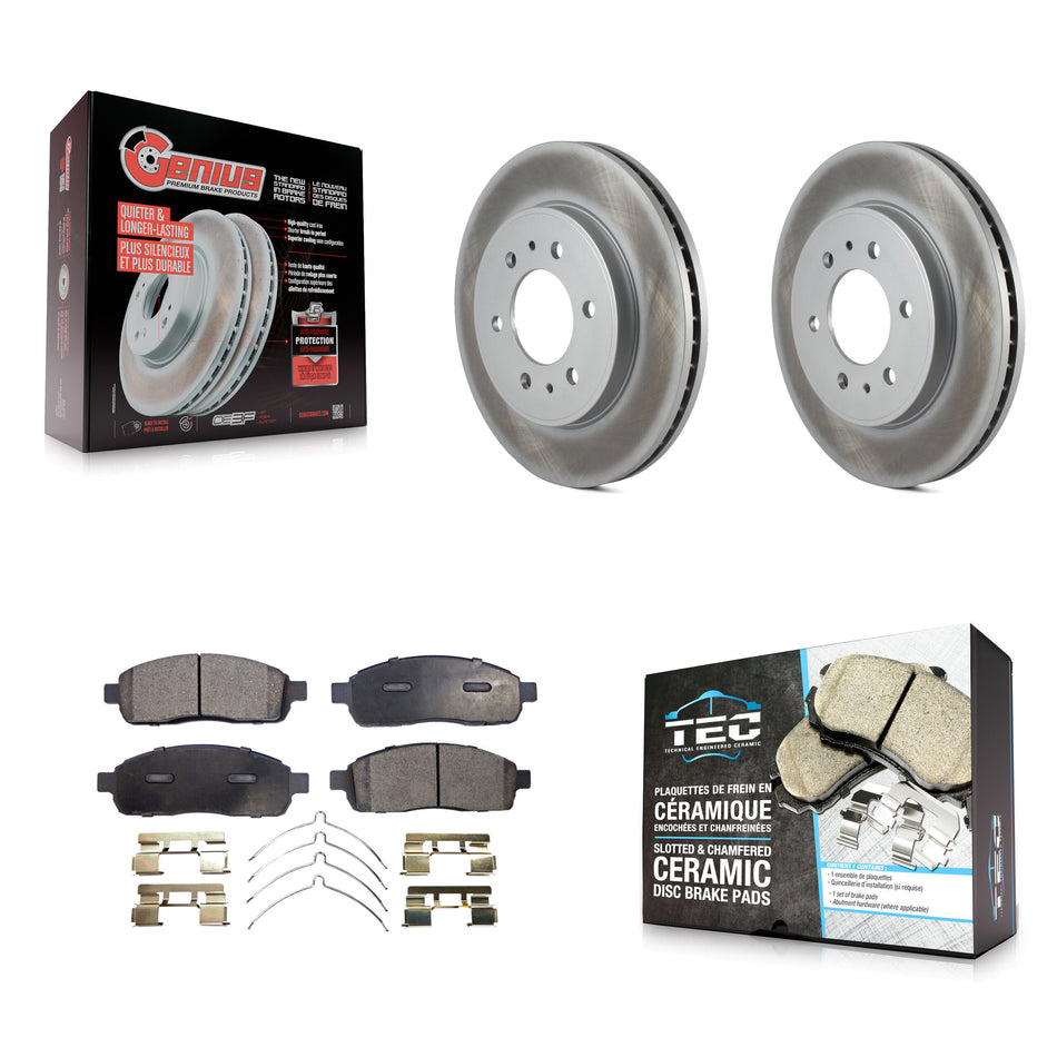 Front Coated Disc Brake Rotors And Ceramic Pads Kit For 2009 Ford F-150 With 6 Lug Wheels KGT-100116