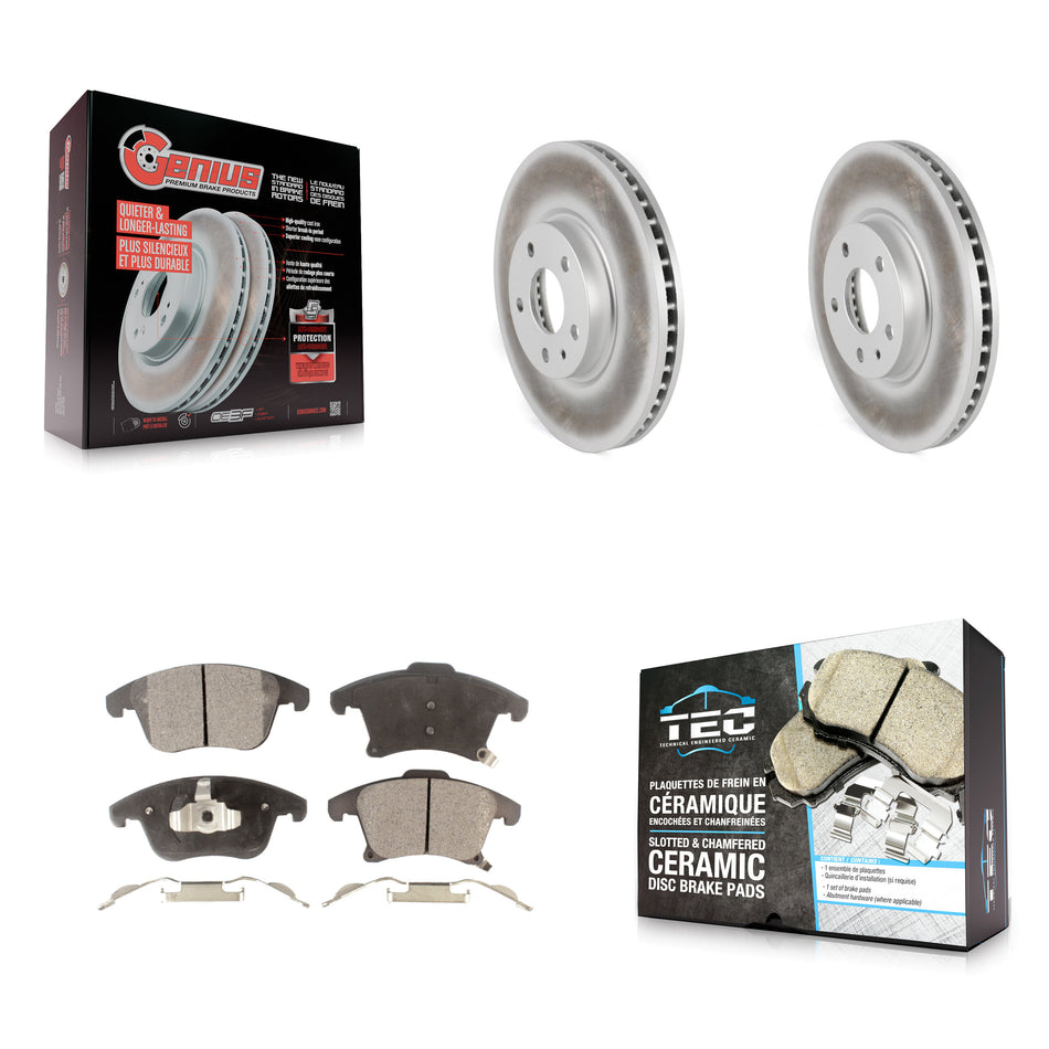 Front Coated Disc Brake Rotors And Ceramic Pads Kit For Ford Fusion Lincoln MKZ KGT-100127