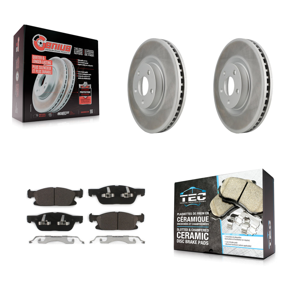 Front Coat Disc Brake Rotor Ceramic Pad Kit For Ford Edge With 316mm Diameter KGT-100132