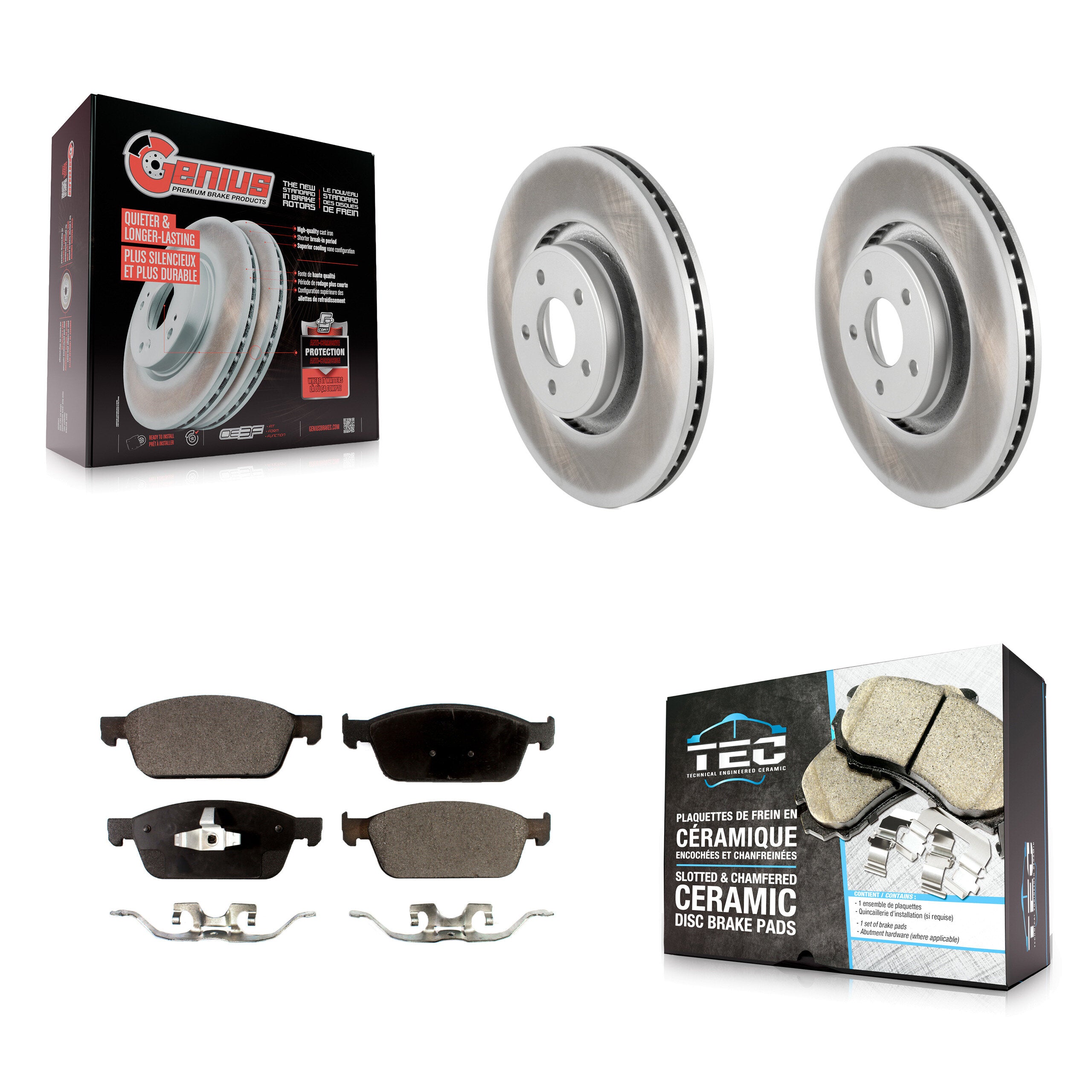 Front Coated Disc Brake Rotors And Ceramic Pads Kit For Ford Focus Lincoln MKC KGT-100133