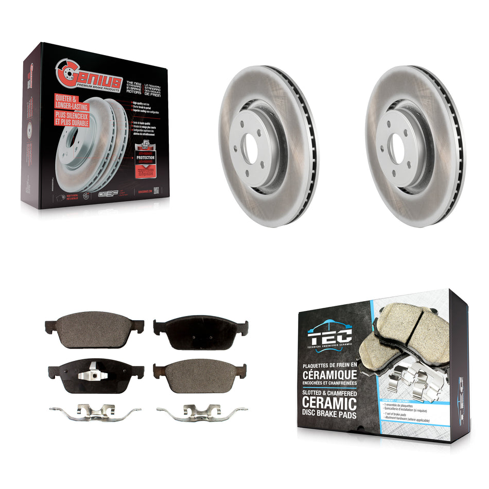 Front Coated Disc Brake Rotors And Ceramic Pads Kit For Ford Focus Lincoln MKC KGT-100133