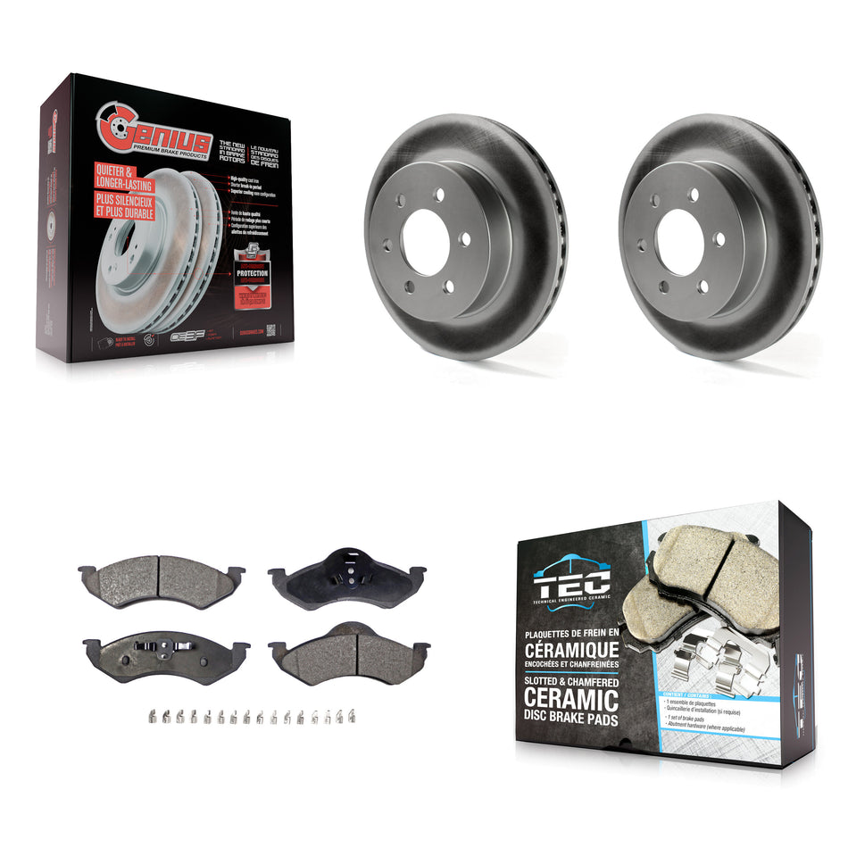 Front Coated Disc Brake Rotors And Ceramic Pads Kit For 2000-2002 Dodge Dakota Durango KGT-100139