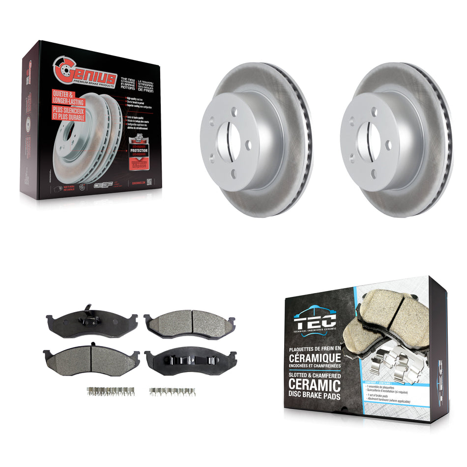 Front Coat Disc Brake Rotors Ceramic Pad Kit For Jeep Wrangler Cherokee Grand Wagoneer TJ KGT-100146