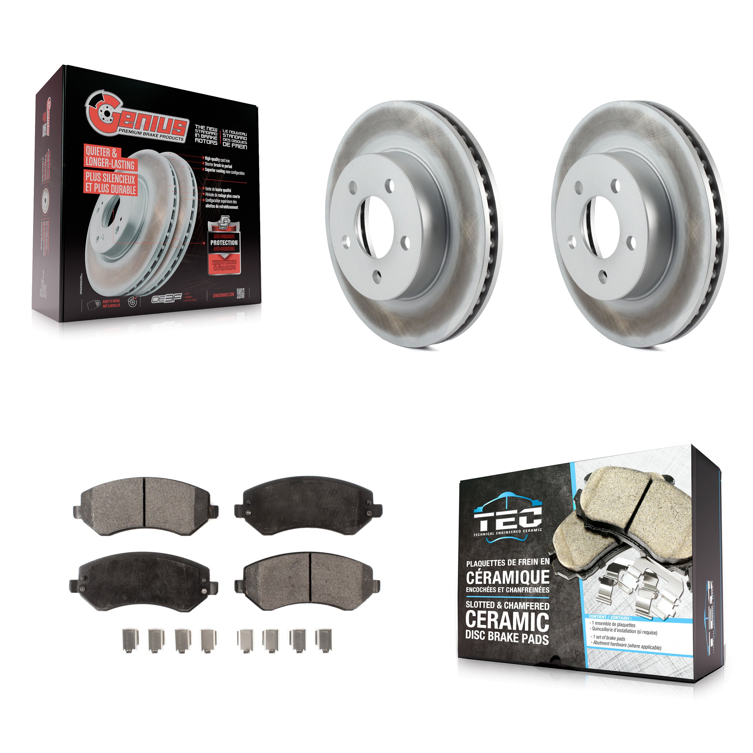 Front Coated Disc Brake Rotors And Ceramic Pads Kit For 2002-2007 Jeep Liberty KGT-100149
