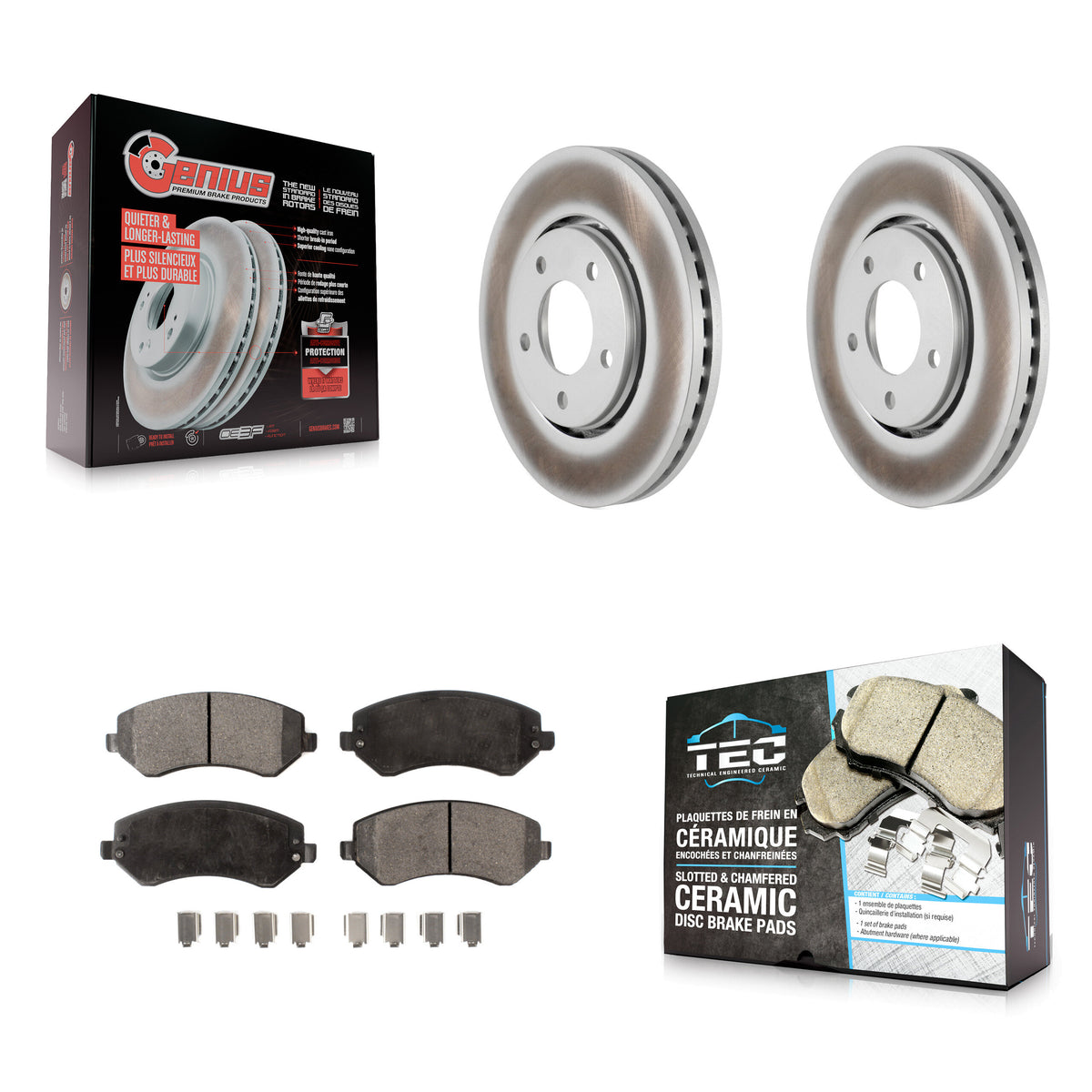 Front Coated Brake Rotors Ceramic Pad Kit For Dodge Caravan Grand Chrysler Town & Country KGT-100150