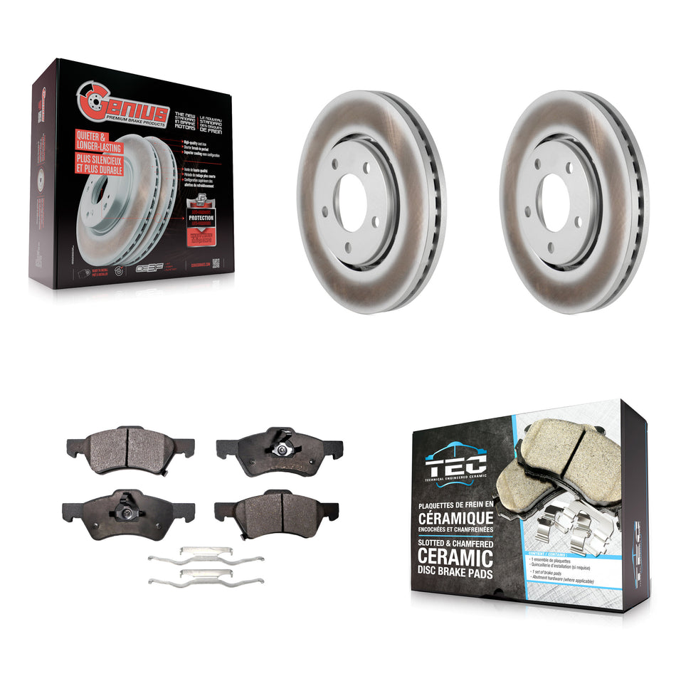 Front Coated Disc Brake Rotors And Ceramic Pads Kit For Dodge Caravan Chrysler Voyager KGT-100151