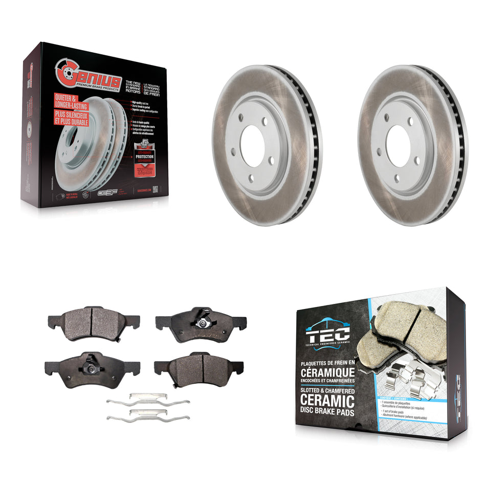 Front Coated Brake Rotors Ceramic Pad Kit For Dodge Grand Caravan Chrysler Town & Country KGT-100153