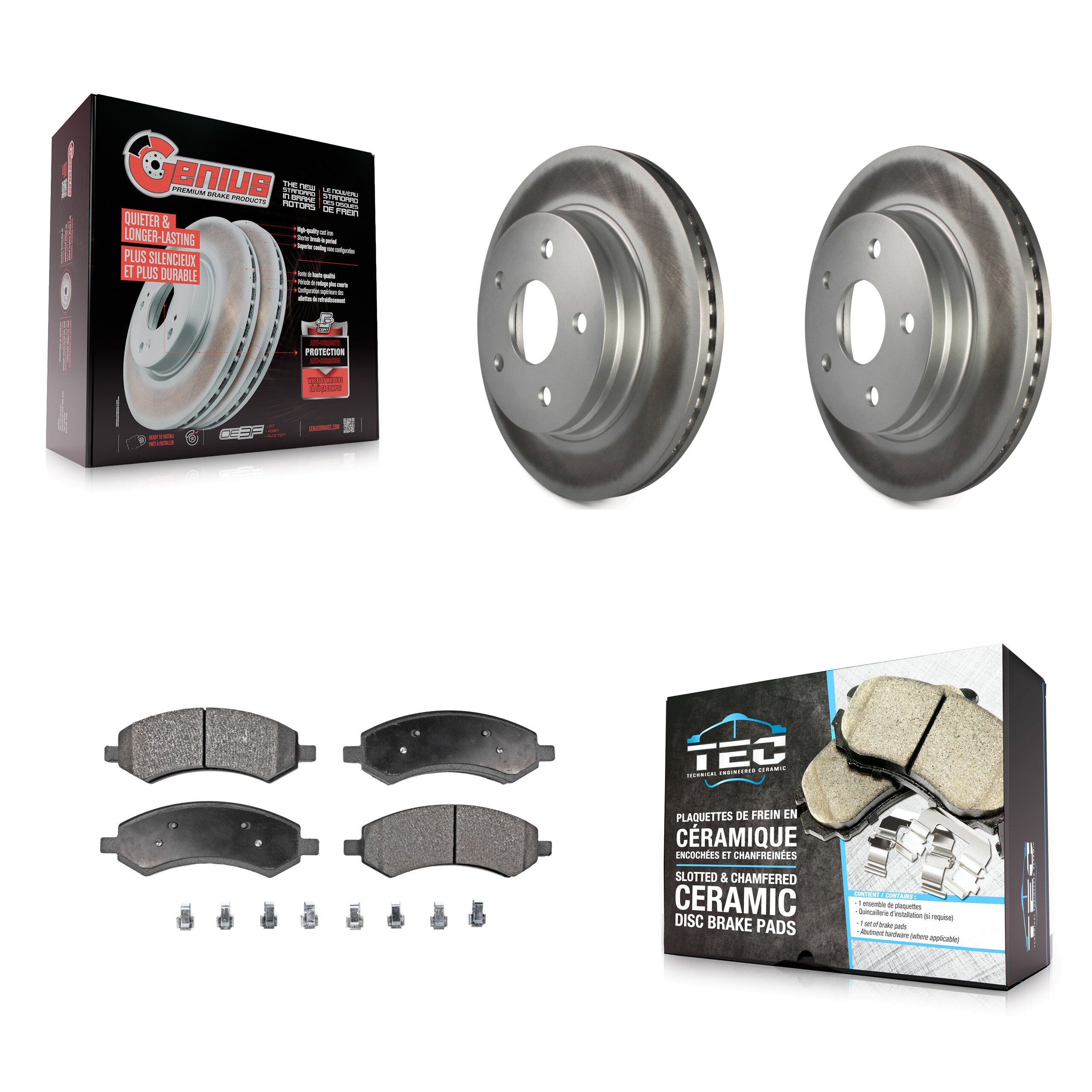 Front Coat Brake Rotors Ceramic Pad Kit For Ram 1500 Classic Dodge Chrysler Aspen Durango KGT-100154