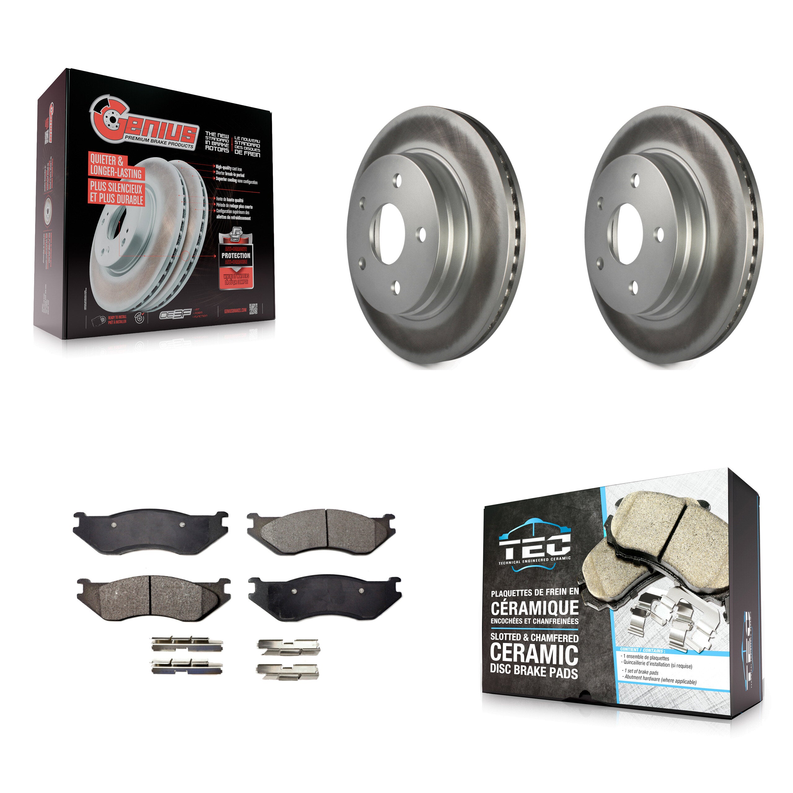 Front Coated Disc Brake Rotors And Ceramic Pads Kit For Dodge Ram 1500 Durango KGT-100155
