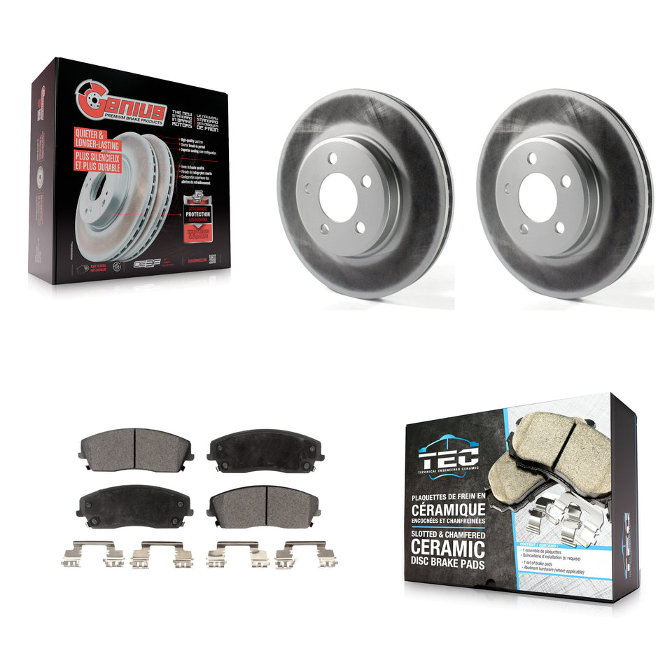 Front Coated Brake Rotor Ceramic Pad Kit For Dodge Chrysler 300 Charger Challenger Magnum KGT-100159