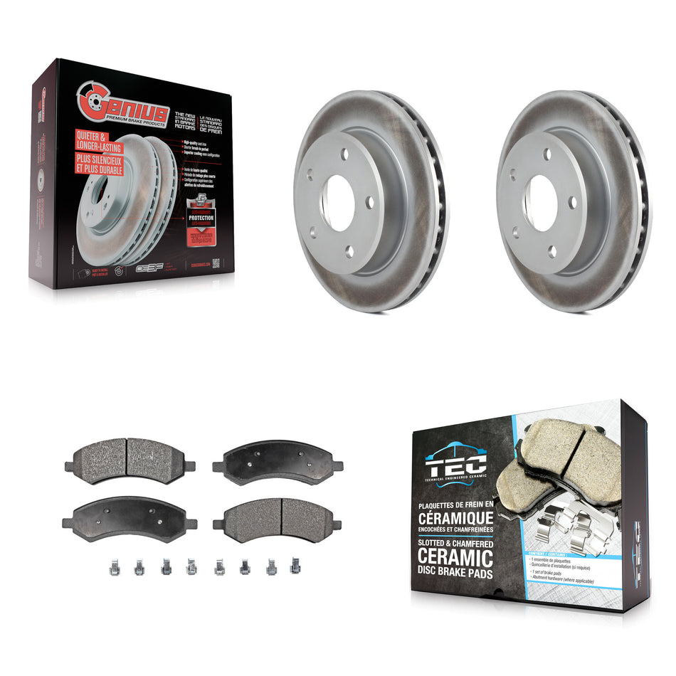 Front Coated Disc Brake Rotors And Ceramic Pad Kit For Dakota Dodge Ram Mitsubishi Raider KGT-100162