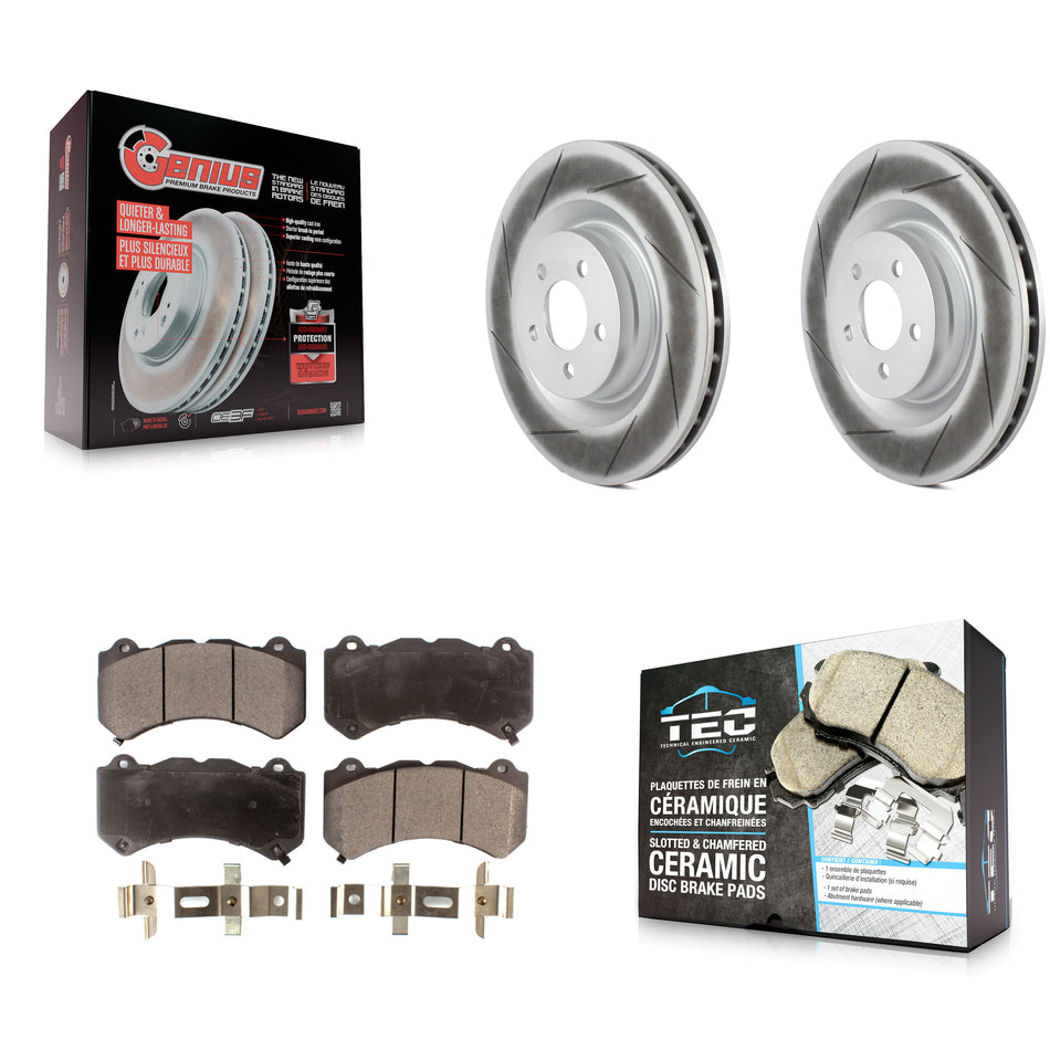 Front Coated Disc Brake Rotors And Ceramic Pads Kit For Dodge Challenger Charger KGT-100165