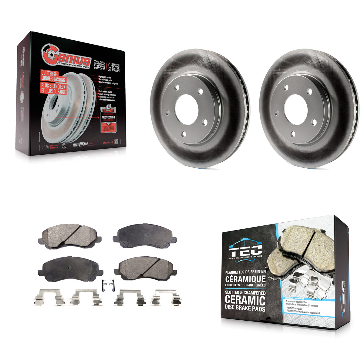 Front Coated Disc Brake Rotors And Ceramic Pads Kit For Mitsubishi Lancer Dodge Caliber KGT-100166