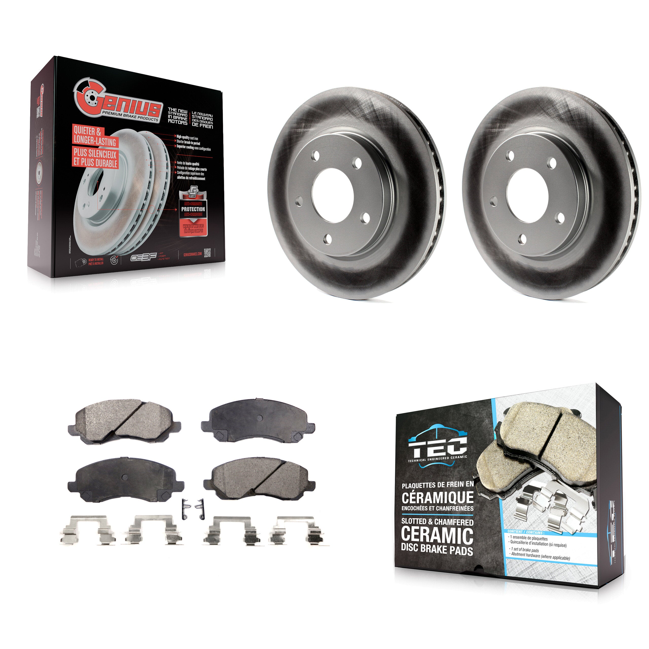Front Coated Disc Brake Rotors And Ceramic Pads Kit For Mitsubishi Lancer Dodge Caliber KGT-100166