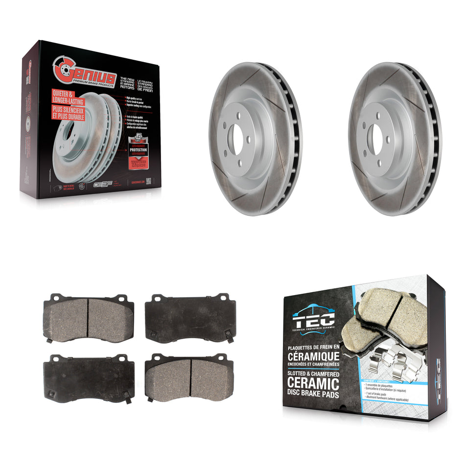 Front Coated Brake Rotor Ceramic Pad Kit For Dodge Charger Chrysler 300 Challenger Magnum KGT-100173