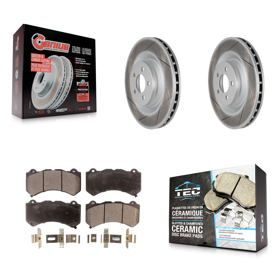 Front Coated Disc Brake Rotors And Ceramic Pads Kit For Dodge Challenger Charger KGT-100174
