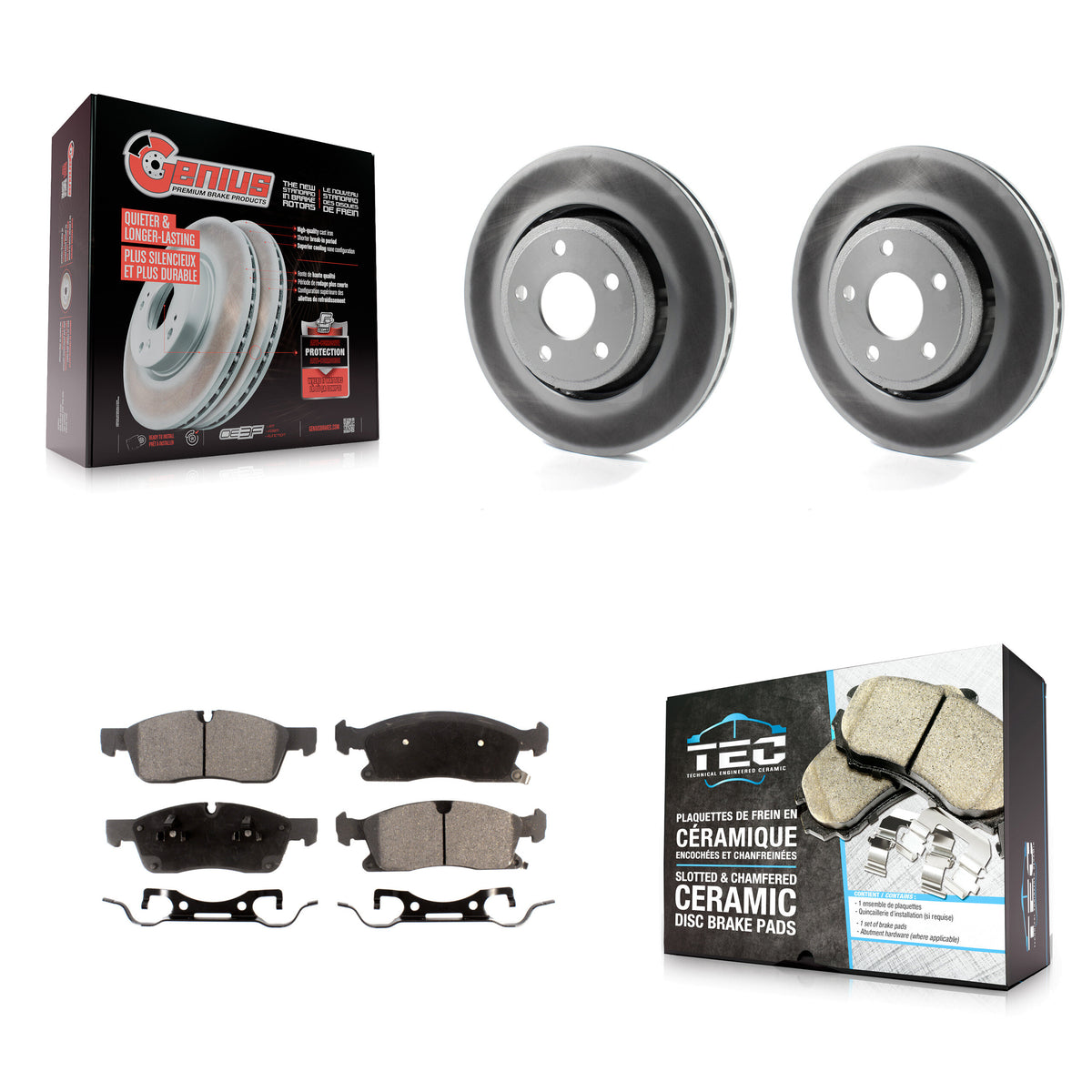 Front Coated Disc Brake Rotors & Ceramic Pad Kit For Jeep Grand Cherokee Dodge Durango WK KGT-100179