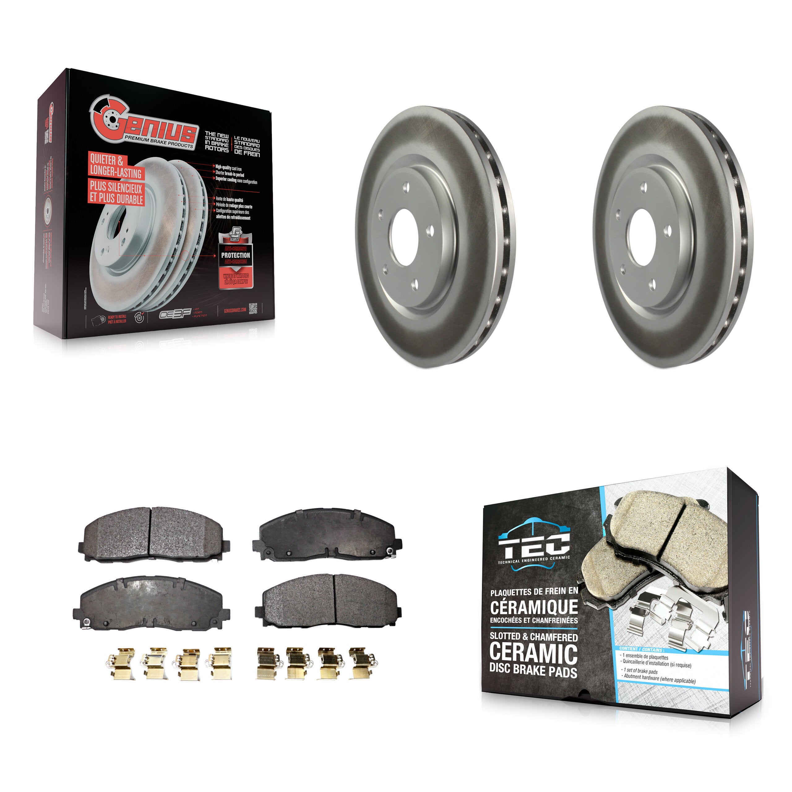 Front Coat Brake Rotors Ceramic Pad Kit For Dodge Grand Caravan Journey Chrysler Pacifica KGT-100181