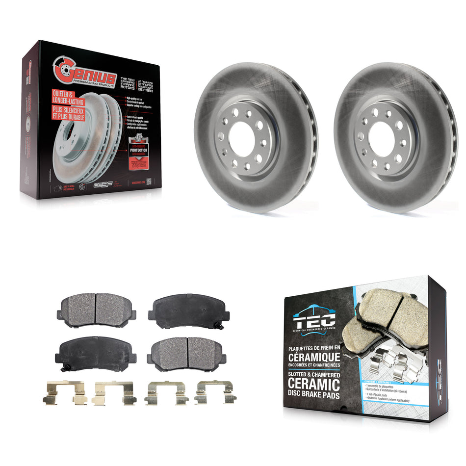 Front Coated Disc Brake Rotors And Ceramic Pads Kit For Chrysler 200 Dodge Dart KGT-100182