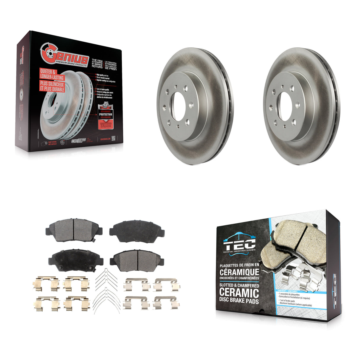 Front Coated Disc Brake Rotors And Ceramic Pads Kit For Honda Fit Civic del Sol KGT-100190