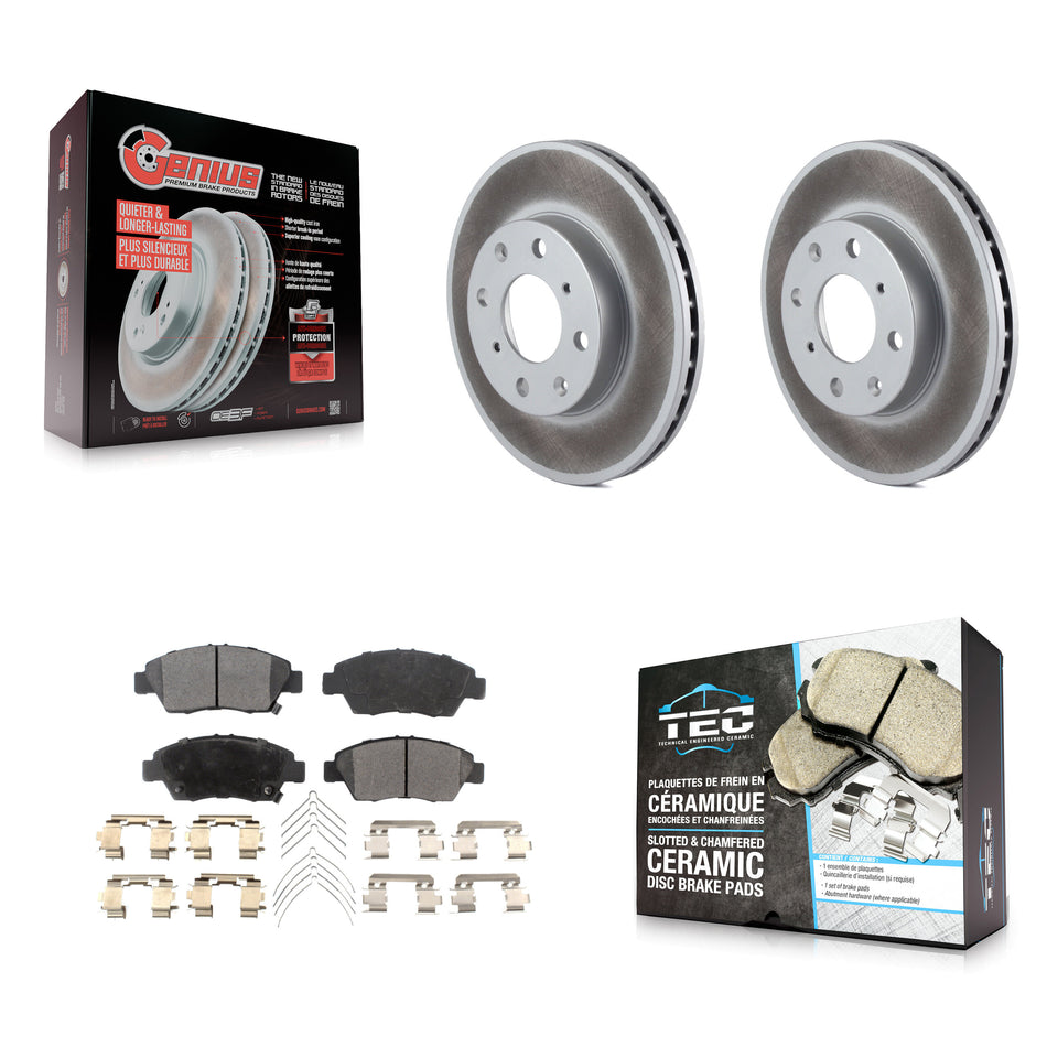 Front Coated Disc Brake Rotors And Ceramic Pads Kit For Honda Civic KGT-100194