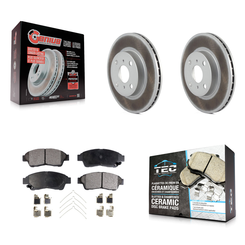 Front Coated Disc Brake Rotors And Ceramic Pad Kit For 1993-1997 Toyota Corolla Geo Prizm KGT-100200