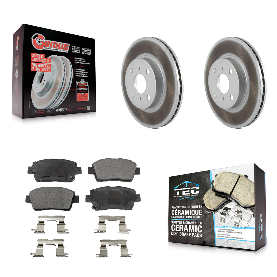 Front Coated Disc Brake Rotors And Ceramic Pads Kit For 2001-2003 Toyota Prius KGT-100202