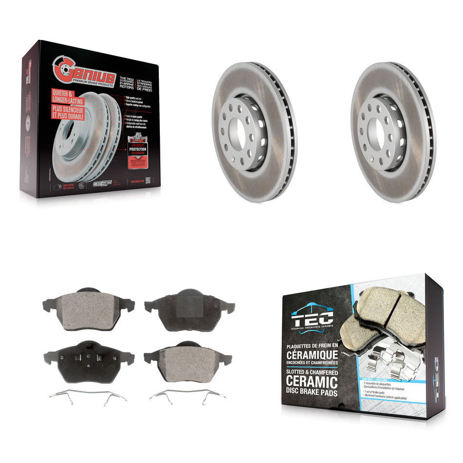 Front Coated Disc Brake Rotors & Ceramic Pad Kit For Audi A4 Quattro Volkswagen Passat A6 KGT-100205