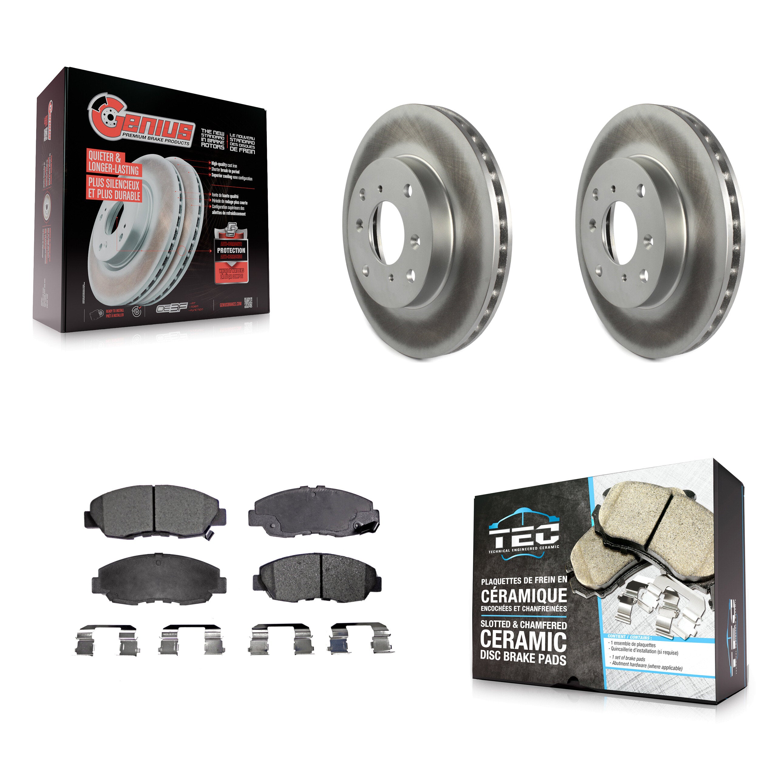 Front Coated Disc Brake Rotors Ceramic Pad Kit For 1998-2002 Honda Accord Sedan with 2.3L KGT-100213