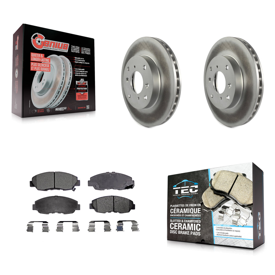 Front Coated Disc Brake Rotors Ceramic Pad Kit For 1998-2002 Honda Accord Sedan with 2.3L KGT-100213