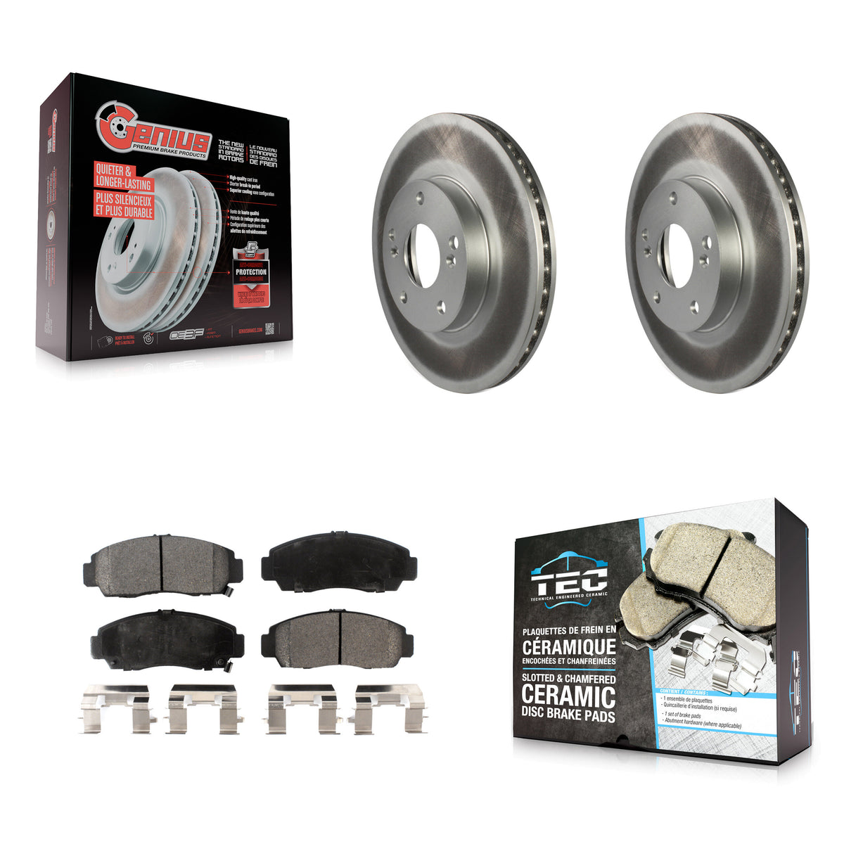 Front Coated Brake Rotor Ceramic Pad Kit For Honda Accord With 282mm Diameter KGT-100218