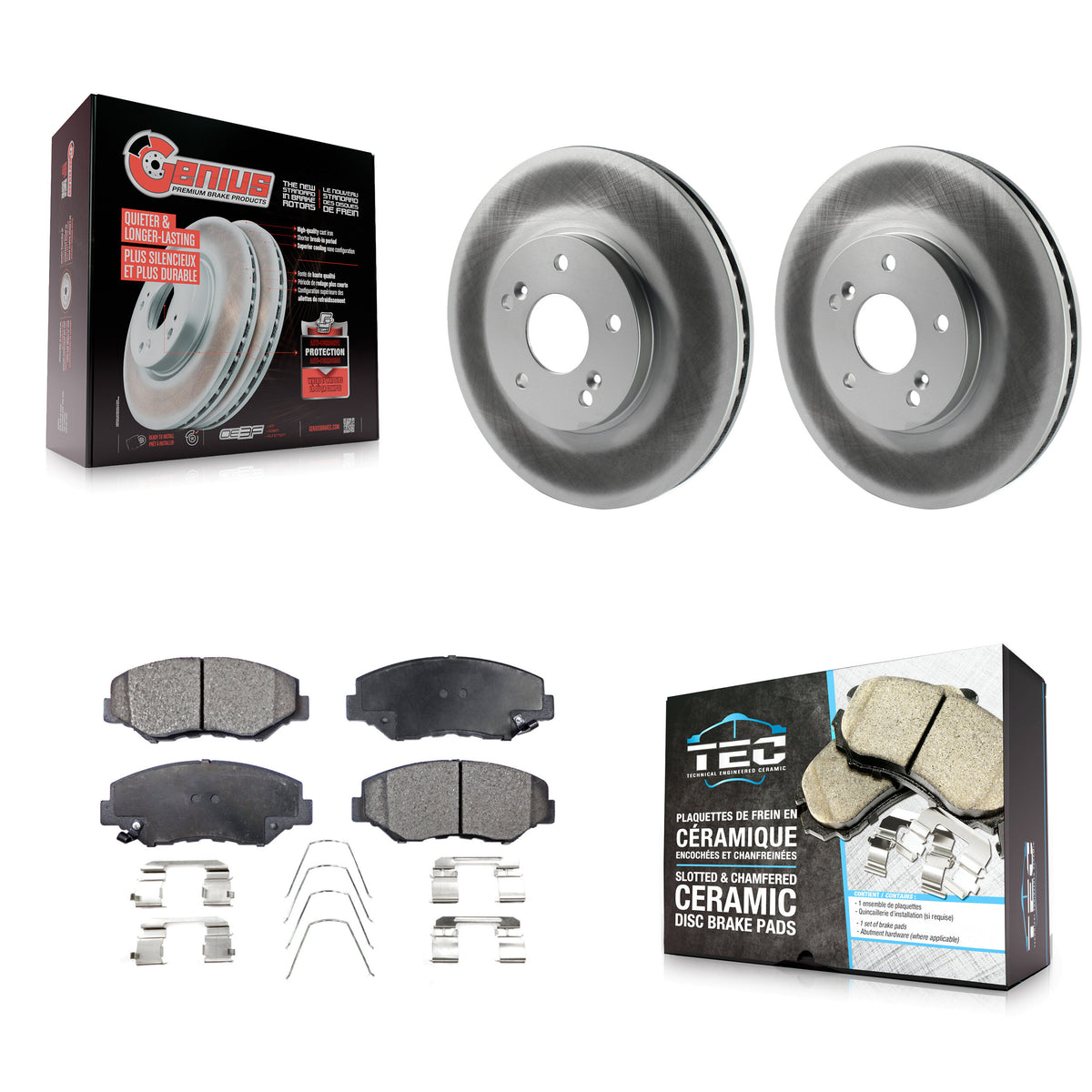 Front Coated Disc Brake Rotors And Ceramic Pads Kit For Honda Pilot Accord KGT-100230