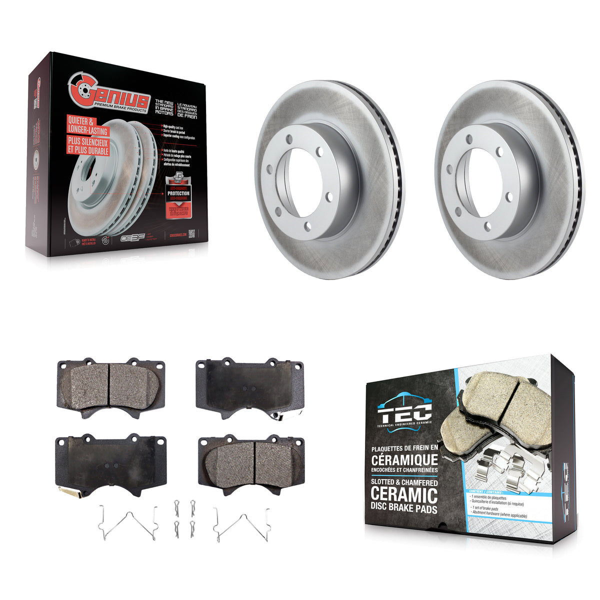 Front Coated Disc Brake Rotors And Ceramic Pads Kit For Toyota Tundra Sequoia KGT-100242