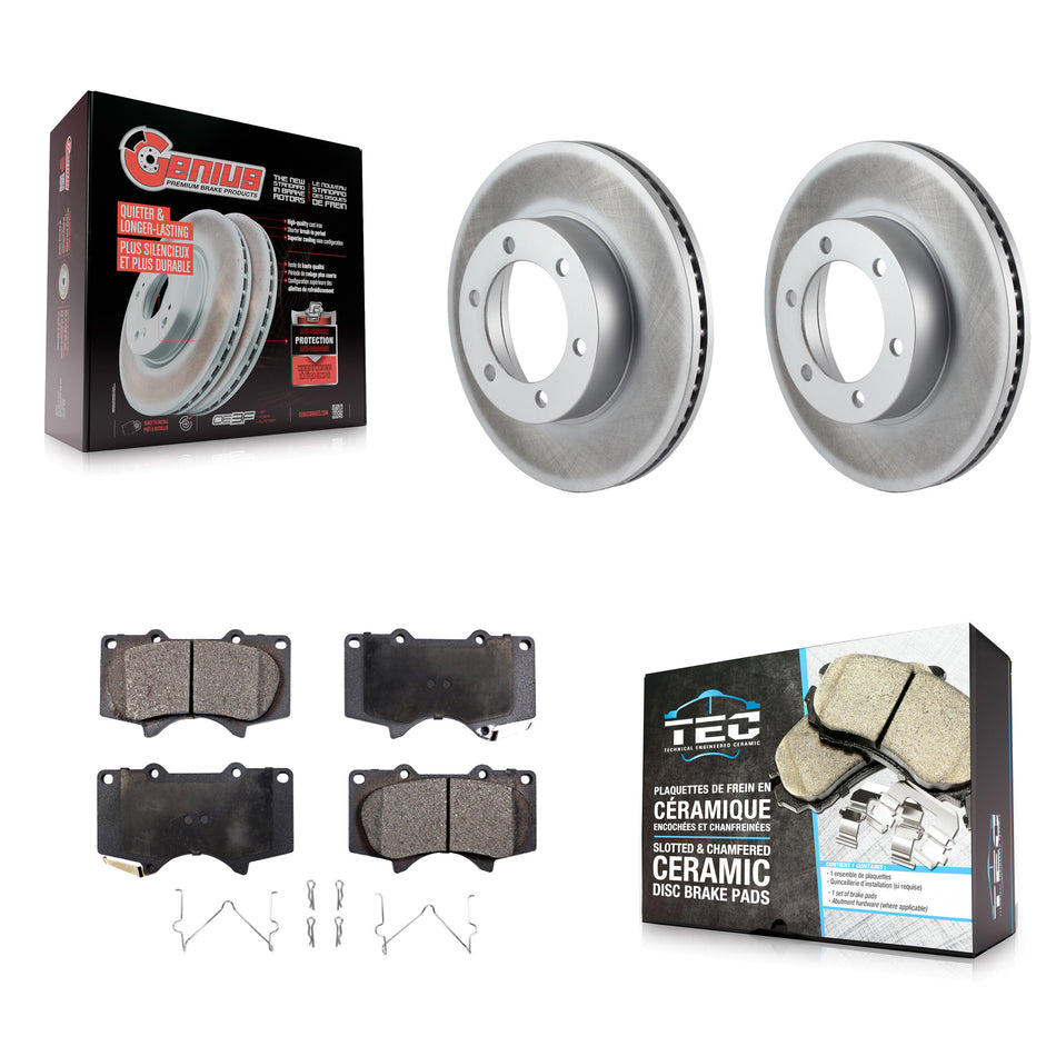 Front Coated Disc Brake Rotors And Ceramic Pads Kit For Toyota Tundra Sequoia KGT-100242