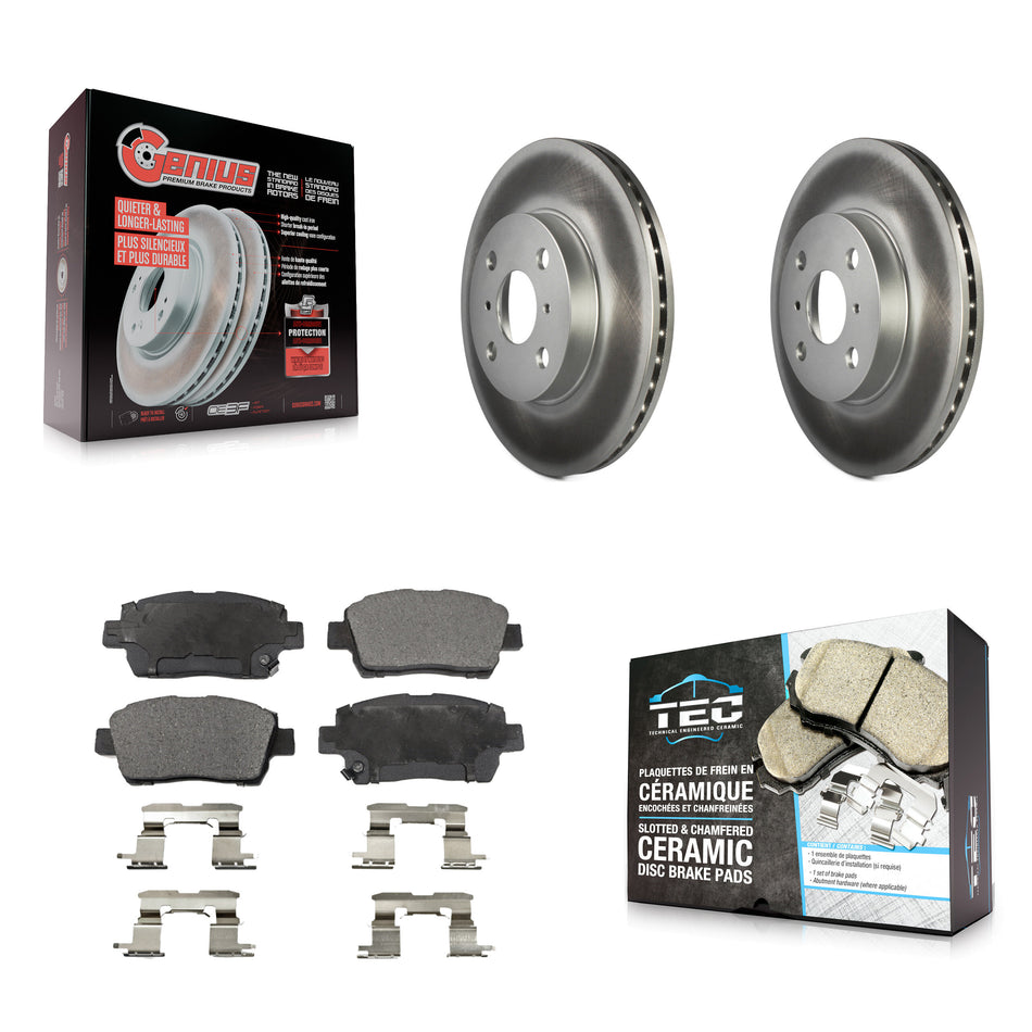 Front Coated Disc Brake Rotors And Ceramic Pads Kit For Toyota Echo MR2 Spyder KGT-100245