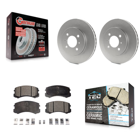 Front Coated Disc Brake Rotors And Ceramic Pads Kit For Mitsubishi Lancer KGT-100248